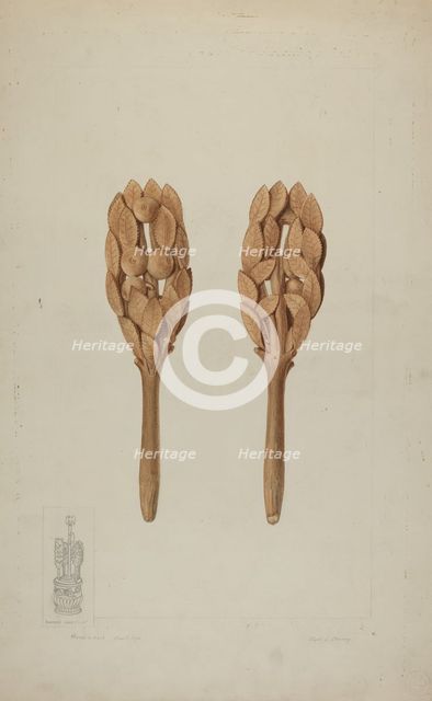 Wood Carving, 1935/1942. Creator: Clyde L. Cheney.