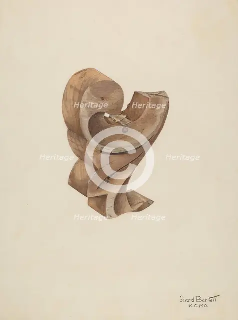 Wood Carving, 1935/1942. Creator: Gerard Barnett.