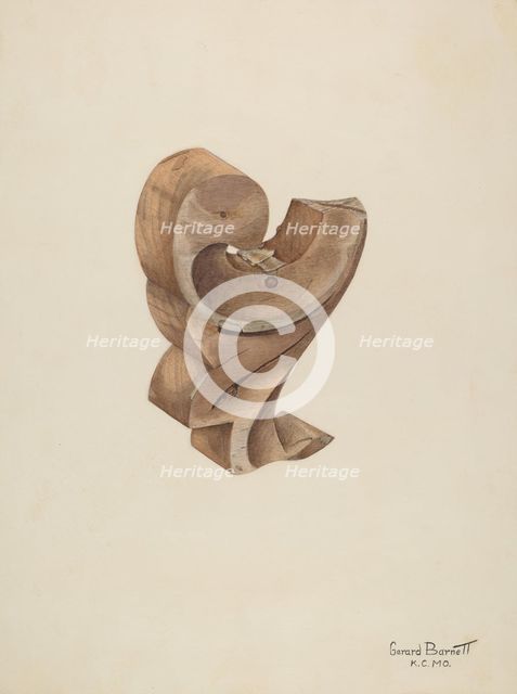 Wood Carving, 1935/1942. Creator: Gerard Barnett.