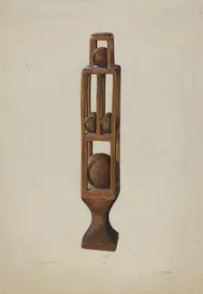 Wood Carving of 6 Balls, 1935/1942. Creator: Alf Bruseth