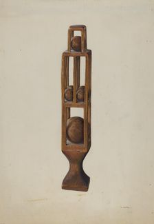 Wood Carving of 6 Balls, 1935/1942. Creator: Alf Bruseth