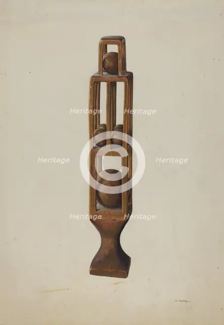 Wood Carving of 6 Balls, 1935/1942. Creator: Alf Bruseth.