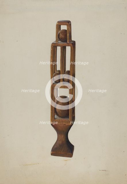 Wood Carving of 6 Balls, 1935/1942. Creator: Alf Bruseth.