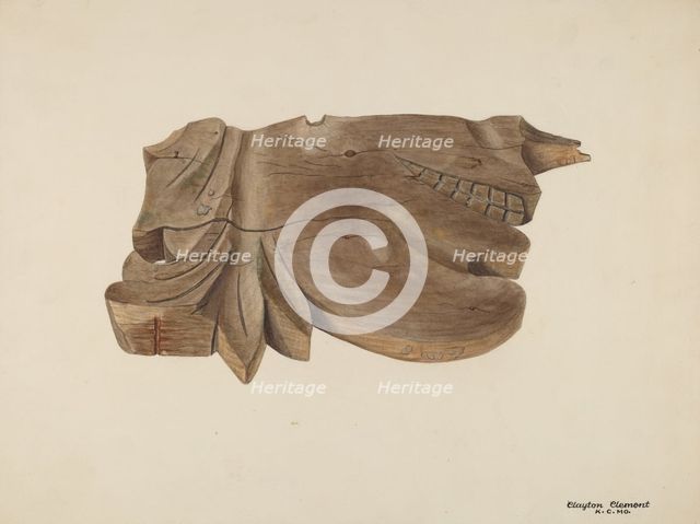 Wood Carving, c. 1943. Creator: Clements Clayton.
