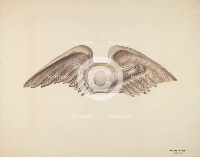 Wood Carving - Eagle, c. 1941. Creator: Harry King.