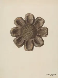 Wood Carving - Flower, c. 1939. Creator: Clements Clayton