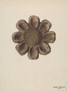 Wood Carving - Flower, c. 1939. Creator: Clements Clayton