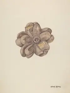Wood Carving - Flower, c. 1939. Creator: Lionel Ritchey