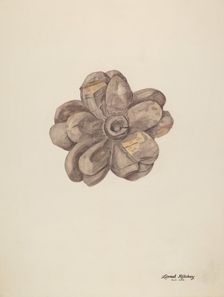 Wood Carving - Flower, c. 1939. Creator: Lionel Ritchey