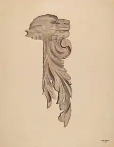 Wood Carving - Profile Face, c. 1939. Creator: Gerard Barnett