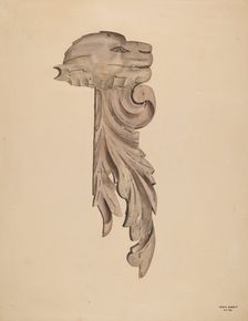 Wood Carving - Profile Face, c. 1939. Creator: Gerard Barnett