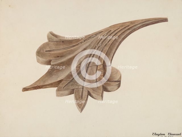 Wood Carving - Scroll, c. 1939. Creator: Clements Clayton.