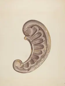 Wood Carving - Scroll, c. 1939. Creator: Harry King