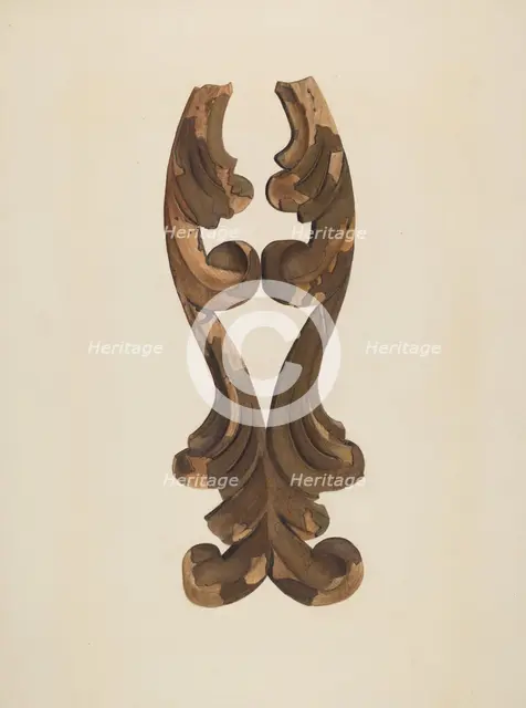 Wood Carving - Scroll, c. 1939. Creator: Lionel Ritchey.