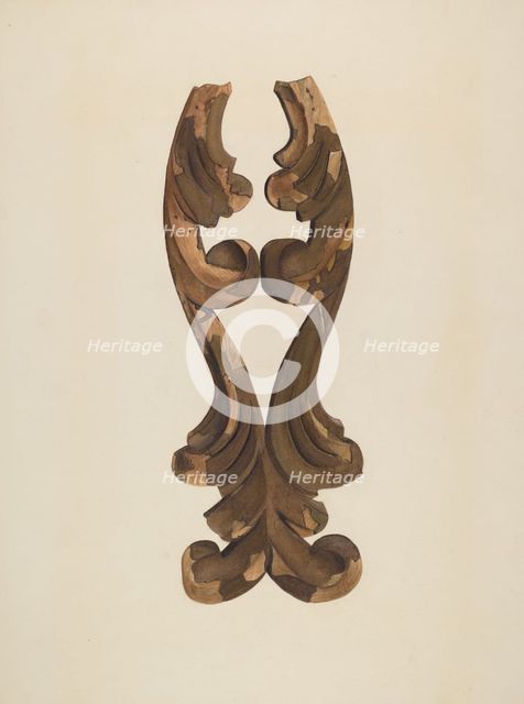 Wood Carving - Scroll, c. 1939. Creator: Lionel Ritchey.