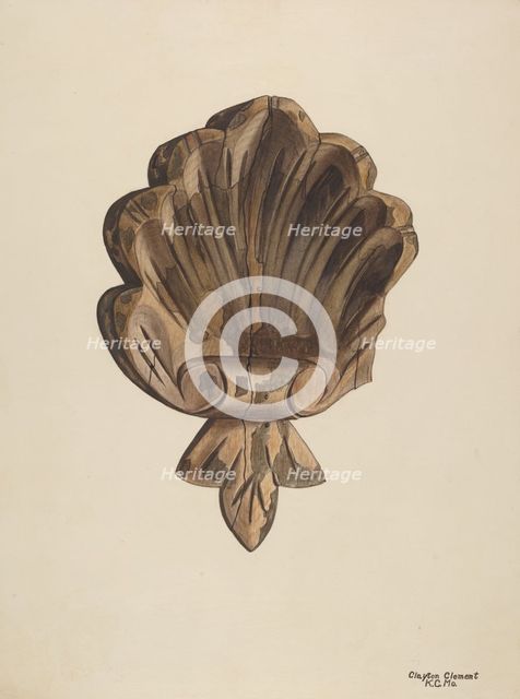 Wood Carving - Shell, c. 1939. Creator: Clements Clayton.