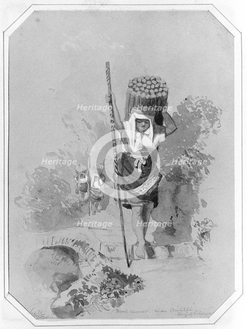 Wood Carrier, near Amalfi (from Cropsey Album), 1878. Creator: George Snell.