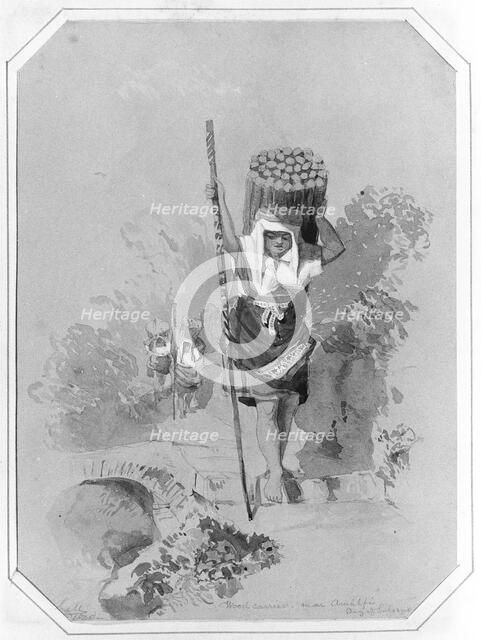 Wood Carrier, near Amalfi (from Cropsey Album), 1878. Creator: George Snell.