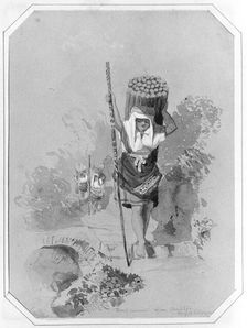 Wood Carrier, near Amalfi (from Cropsey Album), 1878. Creator: George Snell