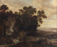 Wood-Clad Rocks with Waterfall, 1630-1669. Creators: Johan le Ducq, Joris van der Haagen