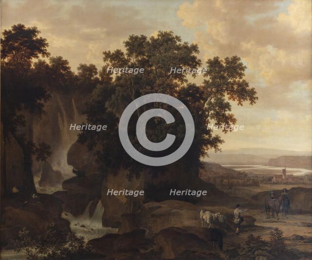 Wood-Clad Rocks with Waterfall, 1630-1669. Creators: Johan le Ducq, Joris van der Haagen.