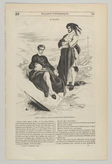 Wood engraving after painting by Delacroix of Hamlet and Horatio, December 1837. Creator: Andrew Best Leloir