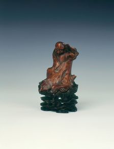 Wood figure of a luohan wrapped in a tree, late Ming dynasty, China, 1600-1644. Creator: Unknown