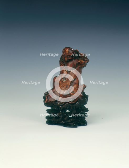 Wood figure of a luohan wrapped in a tree, late Ming dynasty, China, 1600-1644. Creator: Unknown.