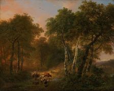Wood Landscape with Animals, 1836. Creator: Eugène Verboeckhoven
