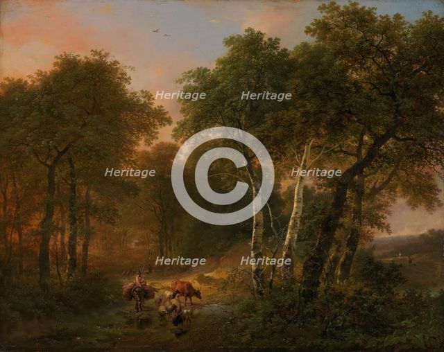Wood Landscape with Animals, 1836. Creator: Eugène Verboeckhoven.