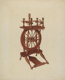 Wood Spinning Wheel, c. 1938. Creator: Arthur Matthews
