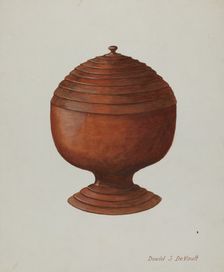 Wood Sugar Bowl, c. 1941. Creator: David S De Vault