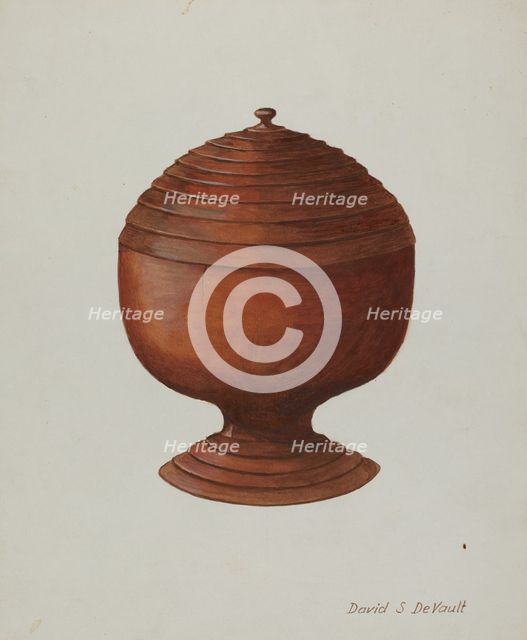 Wood Sugar Bowl, c. 1941. Creator: David S De Vault.