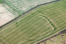 Woodbury Iron Age univallate hillfort crop mark, Salisbury, Wiltshire, 2016. Creator: Damian Grady