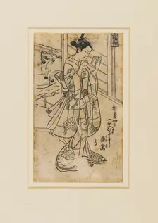 Woodblock print - Onoe Kikingoro I as a woman reading a book, 18th century Artist: Okumura Masanobu