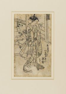 Woodblock print - Onoe Kikingoro I as a woman reading a book, 18th century Artist: Okumura Masanobu