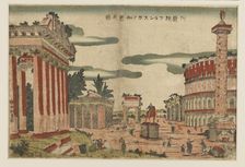 Woodblock print - A capriccio view of Rome, c1770s. Artist: Utagawa Toyoharu