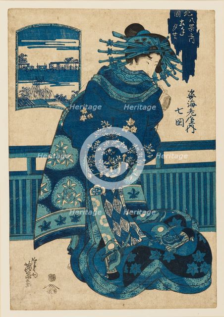 Woodblock print - Courtesan, 19th century.