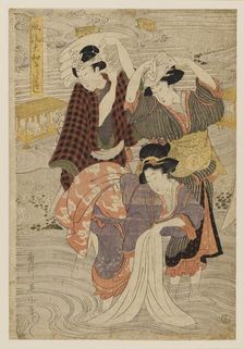 Woodblock print-Group of washerwomen, 19th century Artist: Kikukawa Eizan