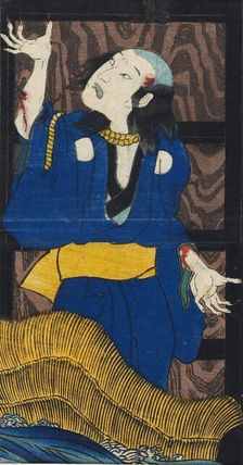 Woodblock print - scene from the play Yotsu-ya kaidan (The story of Oiwa and Tamiya Iemon). Artist: Utagawa Kuniyoshi