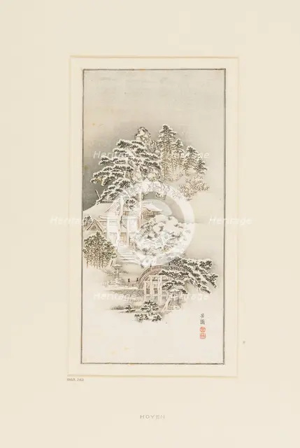 Woodblock print - Snow scene. Artist: Hoyen.