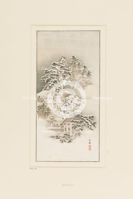 Woodblock print - Snow scene. Artist: Hoyen.