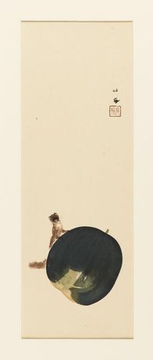 Woodblock print - Squirrel on fruit, late 19th-early 20th century. Artist: Takeuchi Seiko