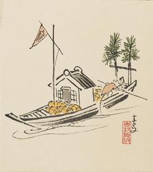 Woodblock print - Takarabune poled by rat, late 19th century. Artist: Morikawa Sobun