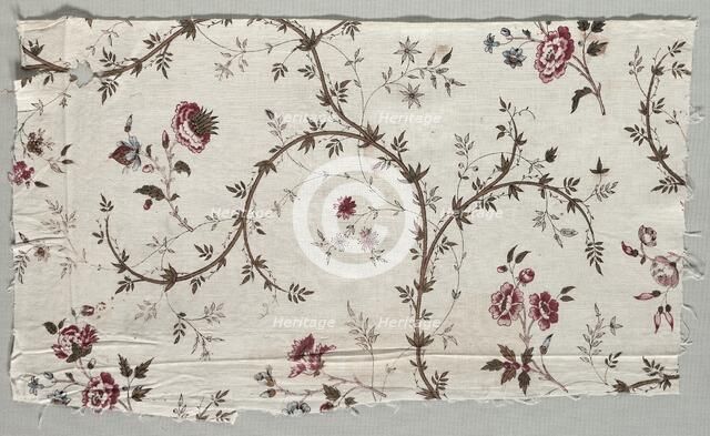 Woodblock Printed Cotton Fragment, 1785. Creator: Unknown.