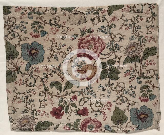 Woodblock Printed Chintz Fragment, 1833. Creator: Bannister Hall (British).