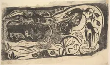 Woodcut with a Horned Head, 1898-99. Creator: Paul Gauguin