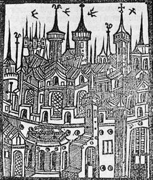 Woodcut from "The Chronicle of Englonde", 1497. Creator: Wynkyn de Worde