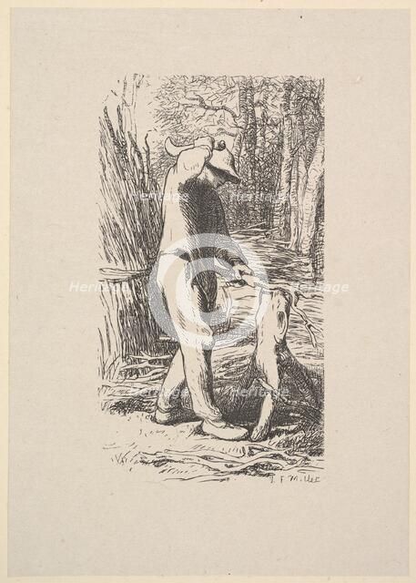 Woodcutter Making a Faggot, 1853. Creator: Jacques-Adrien Lavieille.