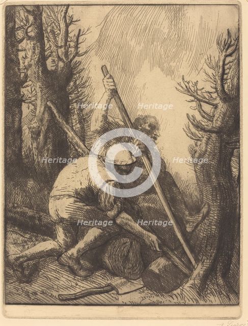 Woodcutters, 3rd plate (Les bucherons). Creator: Alphonse Legros.